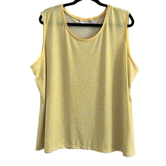 Susan Graver Liquid Knit Polka Dot Scoop Neck Tank Yellow QVC Women’s Plus 2X - Picture 1 of 6